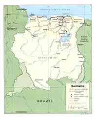Suriname1991 Karte Umstrittene Gebiete