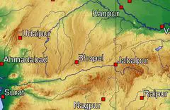 Topographic Map of Madhya Pradesh