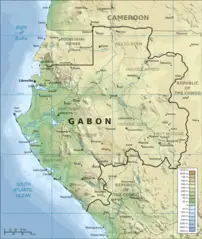 Topographic Map of Gabon En
