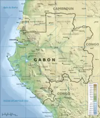 Topographic Map of Gabon Fr