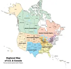 United States Canada Regional Map