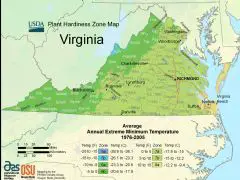 Virginia Plant Hardiness Zone Map