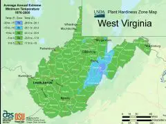 West Virginia Plant Hardiness Zone Map